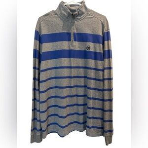 Chaps Blue & Gray Striped Long Sleeve 100% Cotton Shirt Mens Size XL